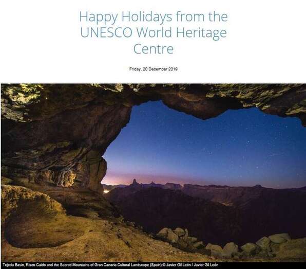 La UNESCO felicita la Navidad al mundo con una imagen de la cumbre de Gran Canaria bajo un cielo estrellado (Foto TA)